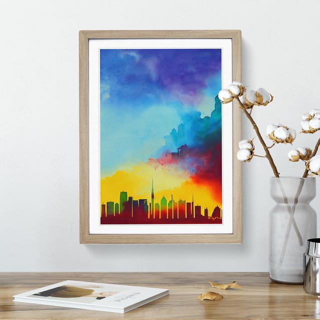 XV1022-3312X City Skyline No.6 - Single Picture Frame Painting 17 Stories Frame Colour: Oak, Size: 34cm H x 25cm W x 2cm D on Productcaster.