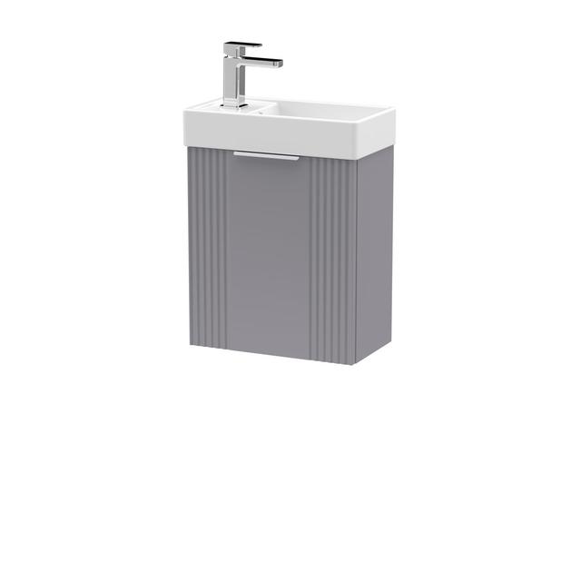 Deco Compact 400mm Single Bathroom Vanity with Drop In Vitreous China Basin Nuie Vanity Unit Colour: Satin Gray on Productcaster.