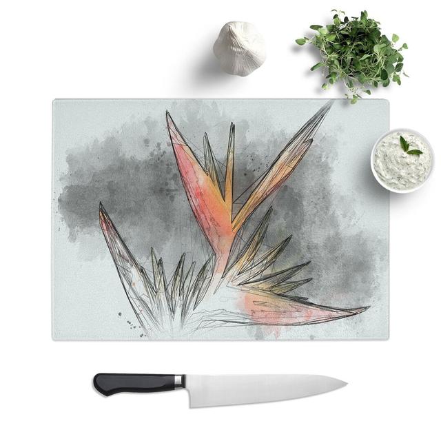 Bird of Paradise Flower Sketch Chopping Board East Urban Home Size: 0.4cm H x 28.5cm W x 39cm L on Productcaster.