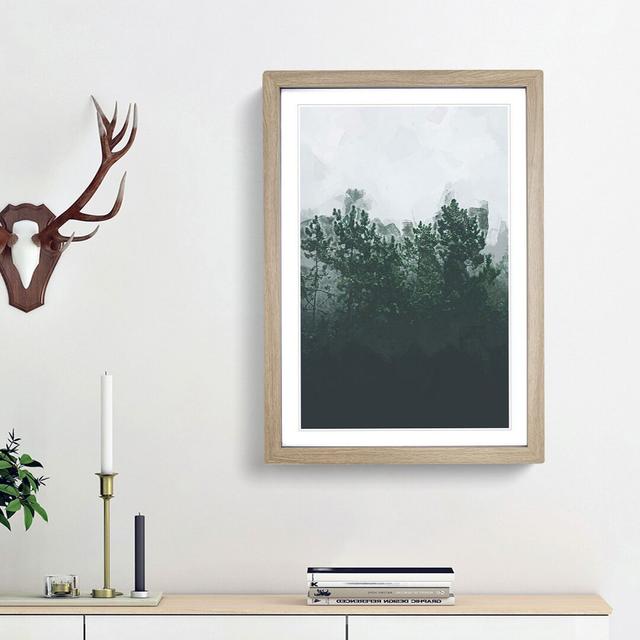 Snowing upon the Trees in Abstract - Picture Frame Graphic Art Print East Urban Home Size: 87cm H x 62cm W x 2cm D, Frame Option: Oak Framed on Productcaster.