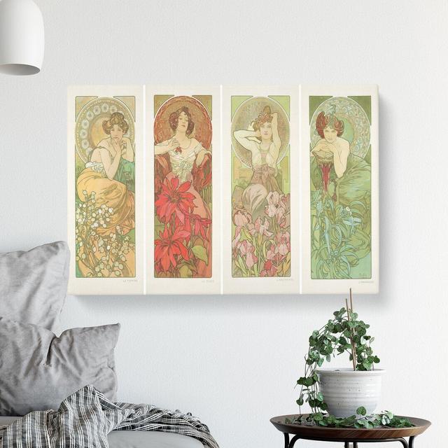 Precious Stones by Alphonse Mucha - Wrapped Canvas Painting East Urban Home Size: 35cm H x 50cm W x 3cm D on Productcaster.