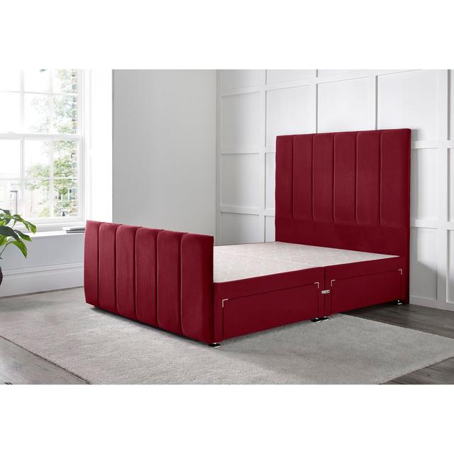 Cadebrooke Divan Bed with 54" Floorstanding Headboard Wayfair Sleep Colour: Maroon, Size: Kingsize (5'), Storage Type: 2 Left Drawers on Productcaster.