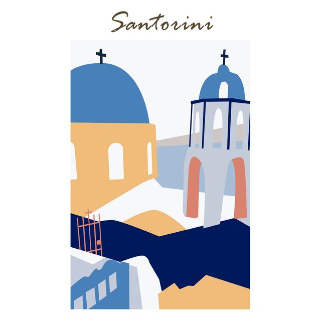 Santorini Greece I by Melissa Wang - Wrapped Canvas Print Rosalind Wheeler Size: 91cm H x 61cm W x 3.8cm D on Productcaster.