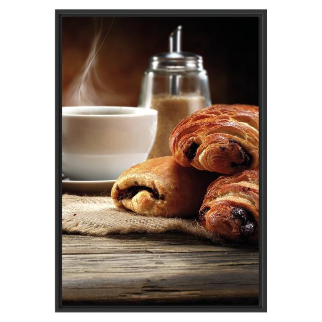 Gerahmtes Wandbild Croissant zum Kaffee East Urban Home Größe: 100 cm H x 70 cm B on Productcaster.