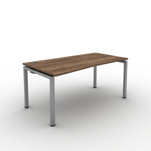 Grazian Desk Ebern Designs Size: 73cm H x 140cm W x 90cm D, Top Colour: Tobacco Oak, Frame Colour: Grey on Productcaster.