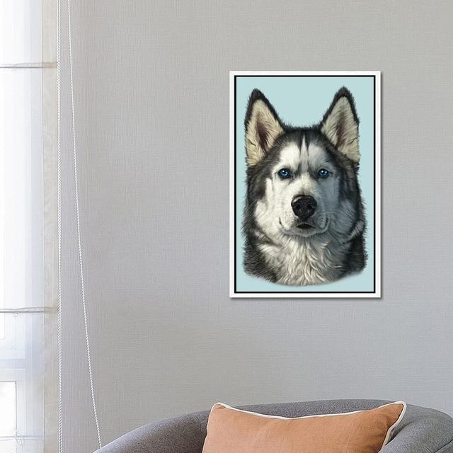 Husky Portrait by Vincent Hie - Graphic Art Print on Canvas Alpen Home Size: 66.04cm H x 45.72cm W x 3.81cm D, Format: White Framed on Productcaster.