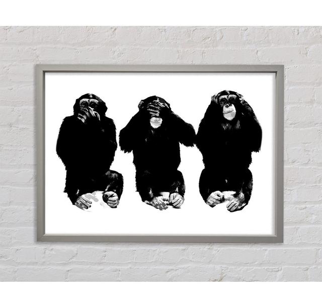 Speak No Evil See No Evil Hear No Evil Framed Print Happy Larry Size: 100cm H x 141.4cm W x 3.3cm D on Productcaster.