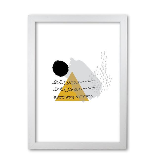 Mustard And Black Mountain Sun Abstract - Print East Urban Home Format: White Grain Frame, Size: 30 cm H x 21 cm W x 5 cm D on Productcaster.