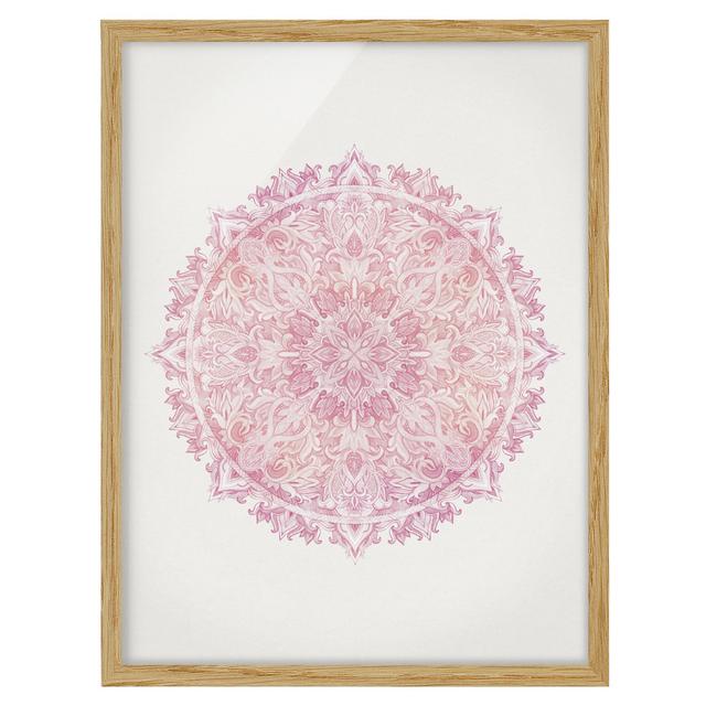 Mandala Watercolour Rose Ornament Pink - Picture Frame Graphic Art Rosalind Wheeler Size: 100cm H x 70cm W x 2cm D, Frame Option: Brown on Productcaster.