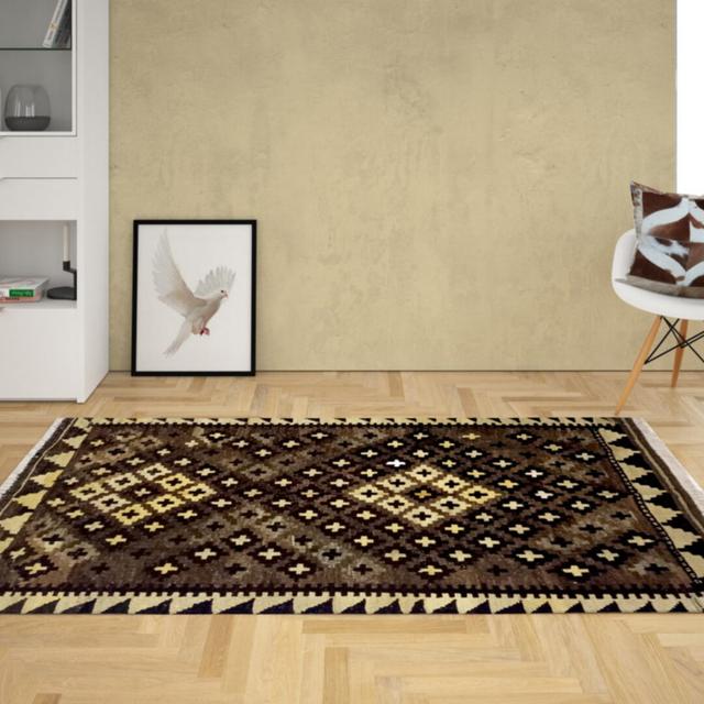 Rieger Geometric Hand Woven Rectangle 90cm X 120cm Beige/Brown Area Rug Bloomsbury Market Material: Wool on Productcaster.