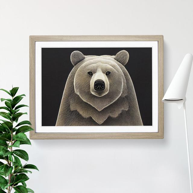 Enthralling Bear - Single Picture Frame Painting Alpen Home Size: 46cm H x 64cm W x 2cm D, Frame Colour: Oak on Productcaster.