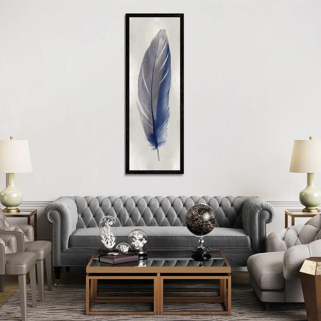 Blue Feather On Silver II by Julia Bosco - Panoramic Gallery-Wrapped Canvas Giclée on Canvas Bloomsbury Market Format: Black Framed, Size: 182.88cm H on Productcaster.