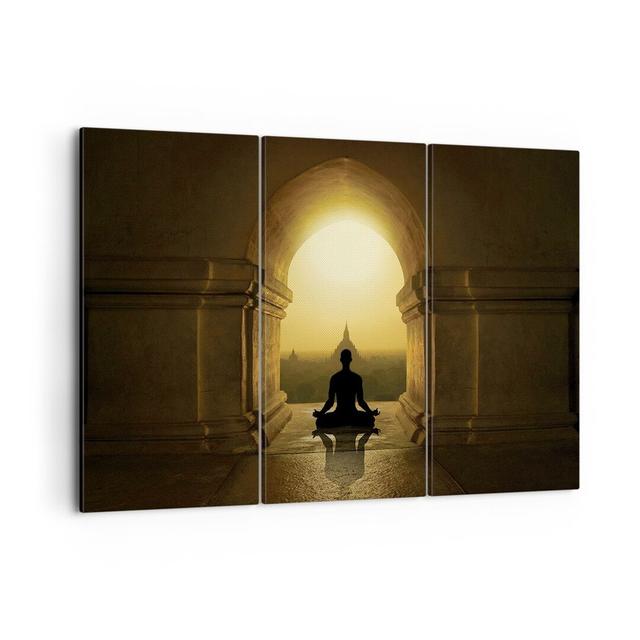 Meditation Temple Shade - 3 Piece Wrapped Canvas Photograph Latitude Vive Size: 70cm H x 105cm W x 1.8cm D on Productcaster.