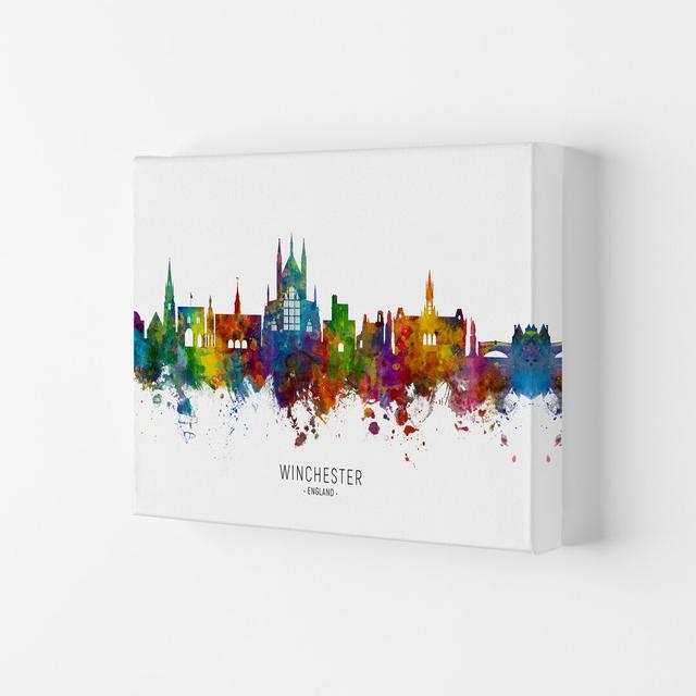 Winchester England Skyline by Michael Tompsett - Graphic Art Ebern Designs Size: 42cm H x 59.4cm W x 4cm D, Format: Wrapped Canvas on Productcaster.