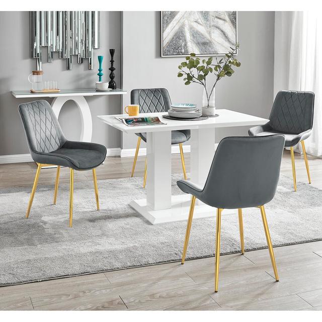 Chowchilla Dining Set with 4 Chairs Canora Grey Colour (Chair): Grey/Gold on Productcaster.