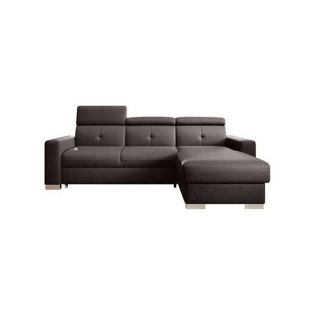 Ecksofa Kosuke mit Bettfunktion ModernMoments Polsterfarbe: Braun, Ausrichtung: Links ausgerichtet on Productcaster.