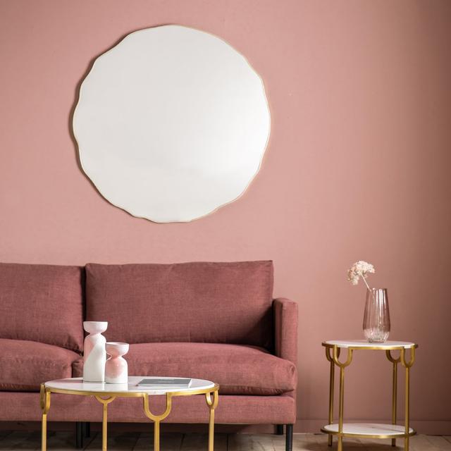 Viviene Round Metal Framed Wall Mounted Accent Mirror in Gold Canora Grey on Productcaster.