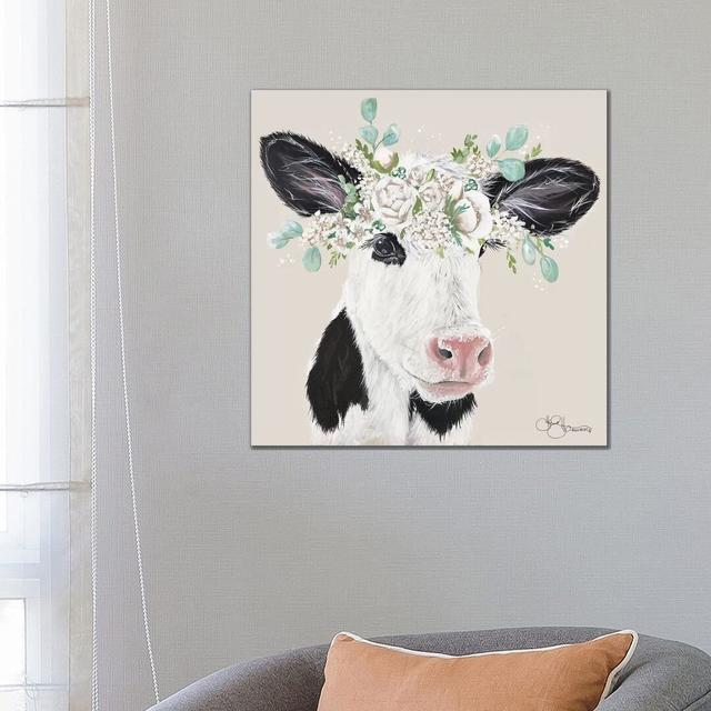 Patience the Cow by Hollihocks Art - Wrapped Canvas Painting Brambly Cottage Size: 66.04cm H x 66.04cm W x 1.905cm D on Productcaster.