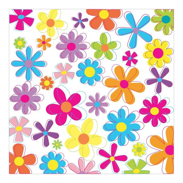 Retro Flower Wallpaper Panel East Urban Home Size: 2.4m x 240cm on Productcaster.