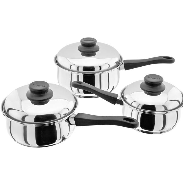 Judge Essentials, 3 Piece Stainless Steel Saucepan Set, 16/18/20cm Saucepans with Lids Judge on Productcaster.