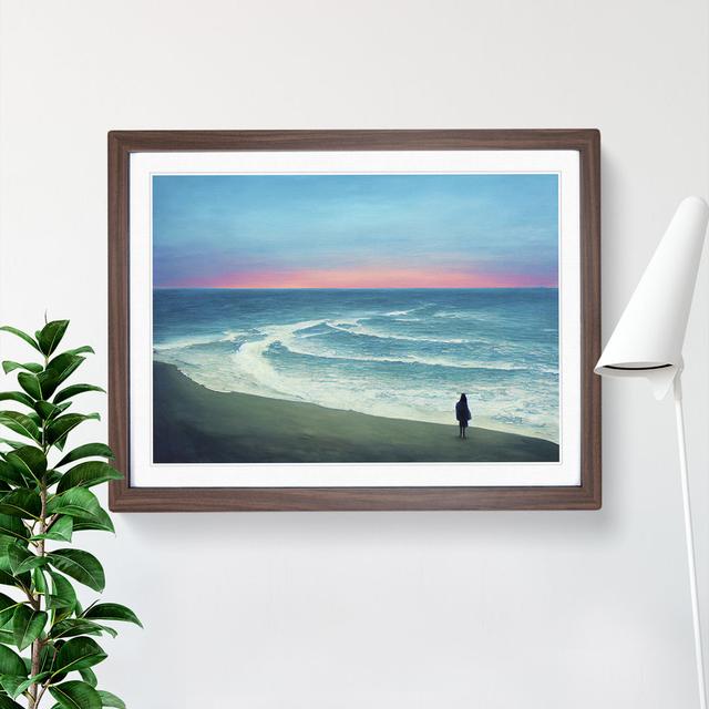 On the Beach - Picture Frame Graphic Art House of Hampton Size: 25cm H x 34cm W x 2cm D, Frame Colour: Walnut on Productcaster.