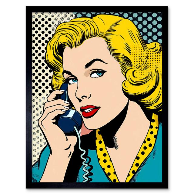 Felker Halftone Hello Comic Book Style 1950s Woman Telephone - Single Picture Frame Print George Oliver on Productcaster.