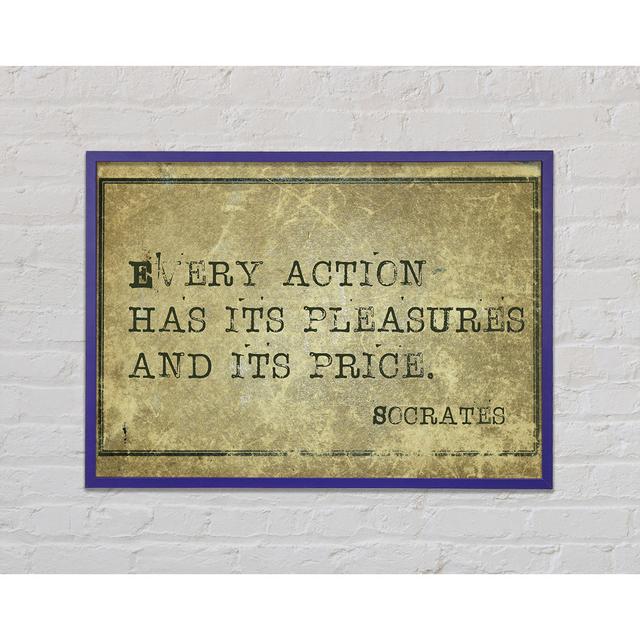 Socrates Quote Framed Print Wall Art Happy Larry Format: Blue Framed Paper, Size: 21cm H x 29.7cm W x 2cm D on Productcaster.