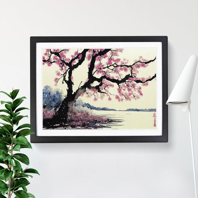 Bedazzled Cherry Blossom Tree - Single Picture Frame Painting Marlow Home Co. Size: 46cm H x 64cm W x 2cm D, Frame Colour: Black Framed on Productcaster.