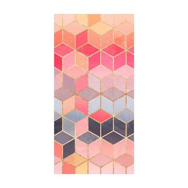 Vinyl carpet - Elisabeth Fredriksson - Colorful pastel golden geometry Canora Grey Carpet size: Rectangular 70 x 140cm on Productcaster.