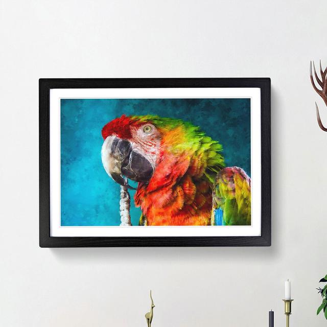 Rainbow Macaw Parrot - Picture Frame Painting Print East Urban Home Size: 62cm H x 87cm W x 2cm D, Frame Option: Black Framed on Productcaster.