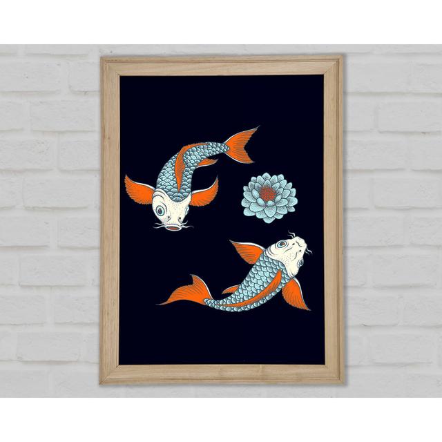 Japanese Koi Twins Framed Print 17 Stories Size: 29.7" H x 42" W on Productcaster.