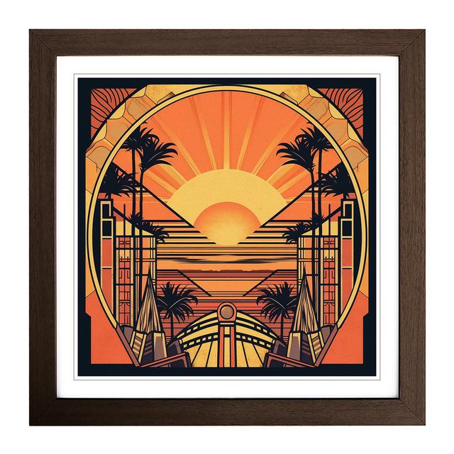 Sunrise Art Deco No.2 - Single Picture Frame Art Prints on Wood Marlow Home Co. Format: Walnut on Productcaster.