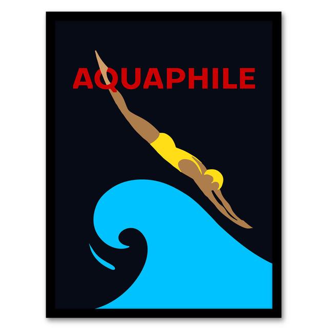 Aquaphile Water Lover Swimmer Diver - Single Picture Frame Print Wee Blue Coo Colour: Yellow/Red on Productcaster.