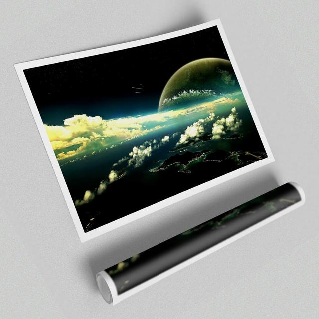 Panoramic View of the Earth - Graphic Art Print on Paper East Urban Home Size: 100cm H x 141.4cm W x 1cm D on Productcaster.