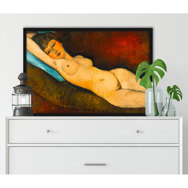 Gerahmter Kunstdruck Nu Couché Au Coussin Bleu von Amedeo Modigliani Rosalind Wheeler Maße: 30 cm H x 38 cm B x 2,5 cm T, Format: Gerahmtes Poster on Productcaster.