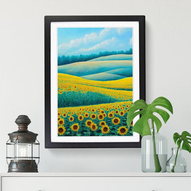 Sunflower Field - Picture Frame Print Big Box Art Frame Option: Walnut, Size: 34cm H x 25cm W x 2cm D on Productcaster.