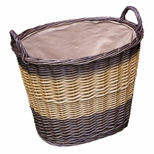 Deep 2 Tone Lined Wicker Laundry Basket Brambly Cottage on Productcaster.