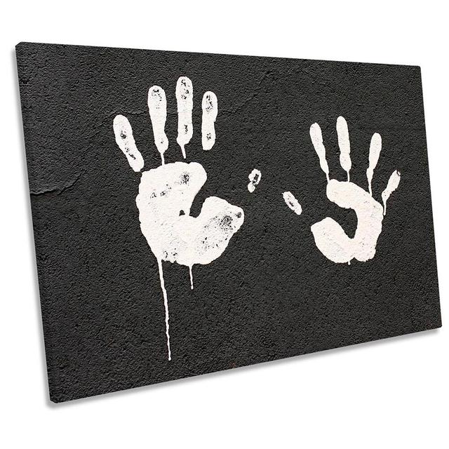 Handprints Graffiti Urban Framed - Wrapped Canvas Print Ebern Designs Size: 30.5cm H x 45.7cm W x 2cm D on Productcaster.