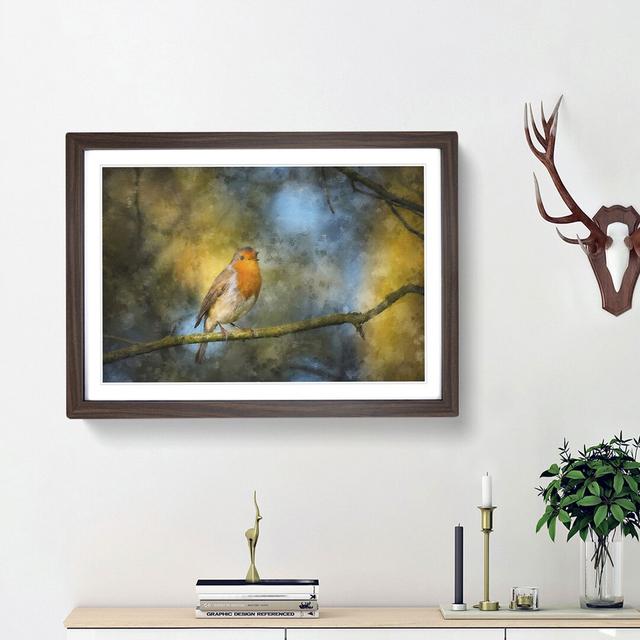 Robin Bird in a Tree - Picture Frame Painting Print East Urban Home Size: 33cm H x 45cm W x 2cm D, Frame Option: Walnut Framed on Productcaster.