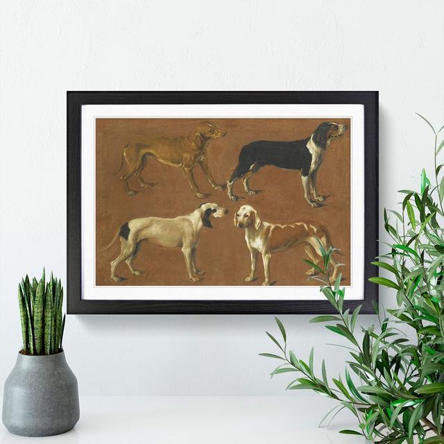 Hounds by Jacques-Laurent Agasse - Picture Frame Painting East Urban Home Frame Option: Black Framed, Size: 27cm H x 36cm W x 2cm D on Productcaster.