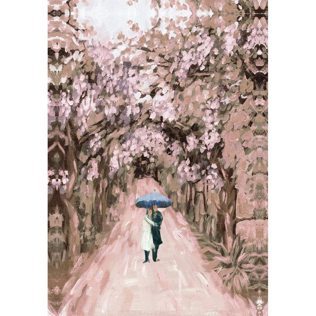 Couple Walking Blush Forest Path - Wrapped Canvas Painting Rosalind Wheeler Size: 46cm H x 30cm W x 3.8cm D on Productcaster.