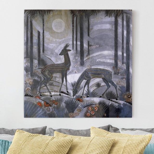 Two Deer in the Forest by Jean Dunand - Wrapped Canvas Painting Union Rustic on Productcaster.