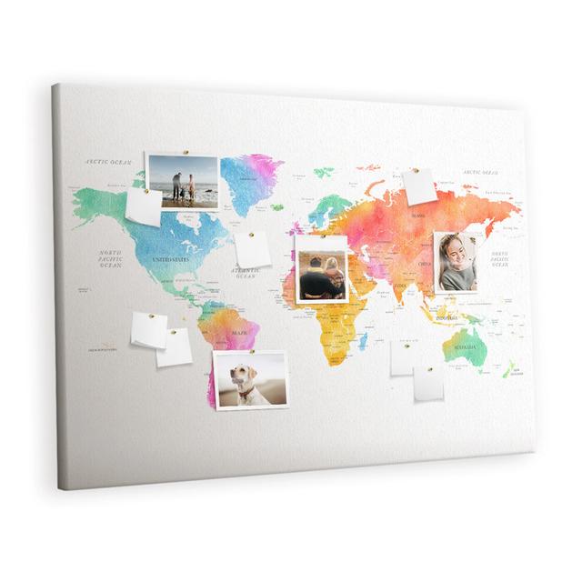 Wall Mounted bulletin print home decor notice boards for office corkboard Watercolor map East Urban Home on Productcaster.