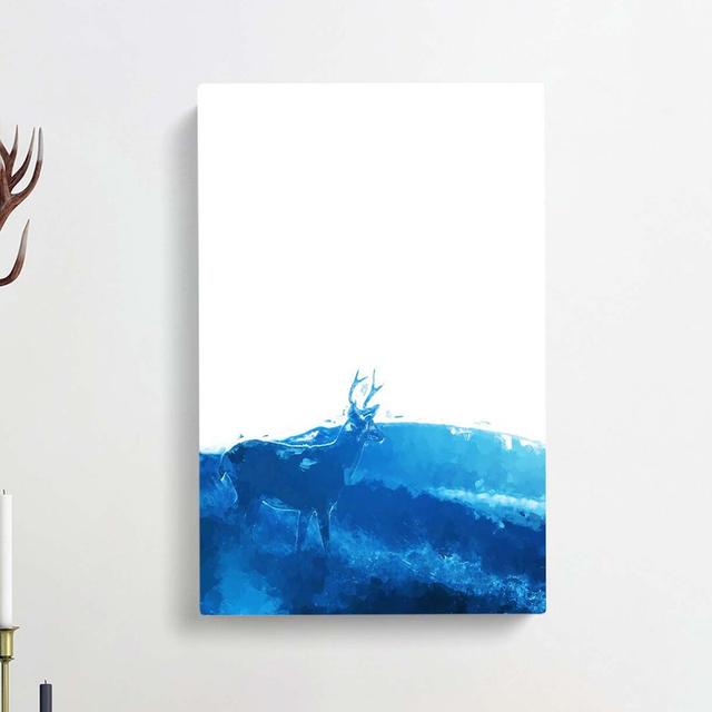 Deer Upon The Hill In Abstract - Wrapped Canvas Print East Urban Home Size: 76cm H x 50cm W x 3cm D on Productcaster.