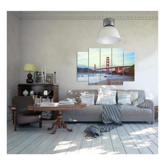 5-tlg. Leinwandbilder-Set The Golden Gate Bridge Brayden Studio Größe: 140 cm H x 300 cm B on Productcaster.