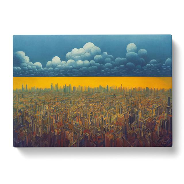 Fierce City Skyline Architecture - Wrapped Canvas Painting ClassicLiving Size: 50cm H x 76cm W x 3cm D on Productcaster.