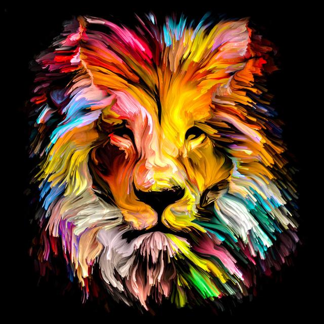 Colourful Lion Head GLA2366 - No Frame Graphic Art on Glass 17 Stories Size: 20cm H x 20cm W x 1.3cm D on Productcaster.