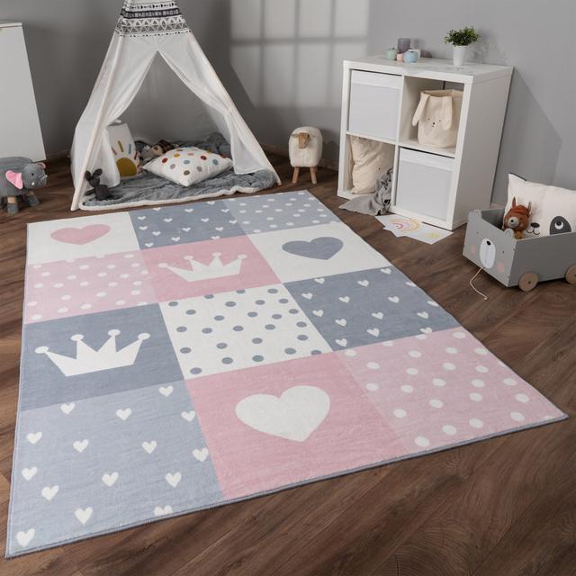 Sofren No Pattern And Not Solid Colour Area Rug Zoomie Kids Rug Size: Rectangle 160 x 220cm, Colour: Pink on Productcaster.