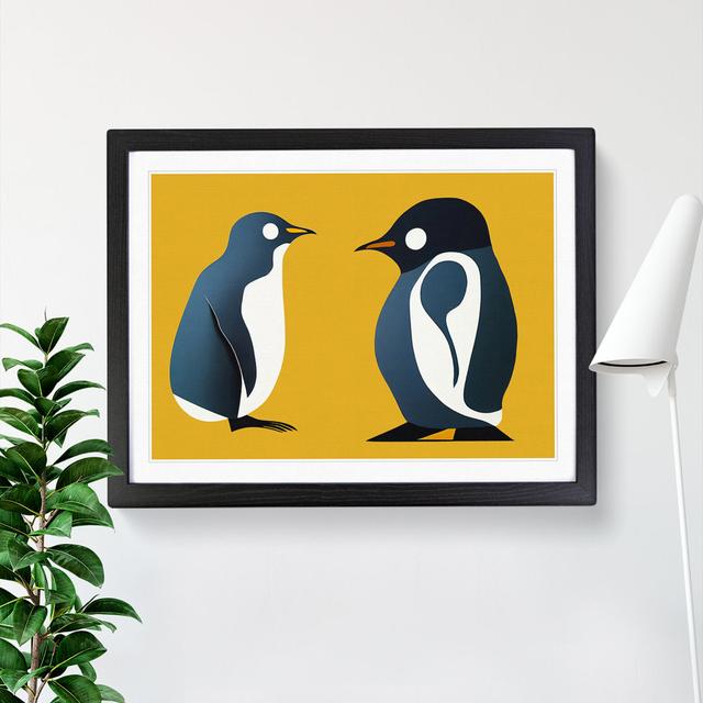 Young Penguins Abstract - Single Picture Frame Painting Marlow Home Co. Frame Colour: Black, Size: 46cm H x 64cm W x 2cm D on Productcaster.