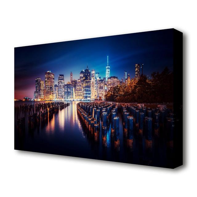 Twinkling Lights of the Big City New York - Wrapped Canvas Photograph Print East Urban Home Size: 35.6 cm H x 50.8 cm W on Productcaster.